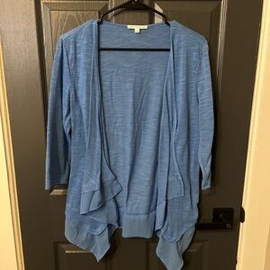 Notations Women's Light Blue Open Front Cardigan